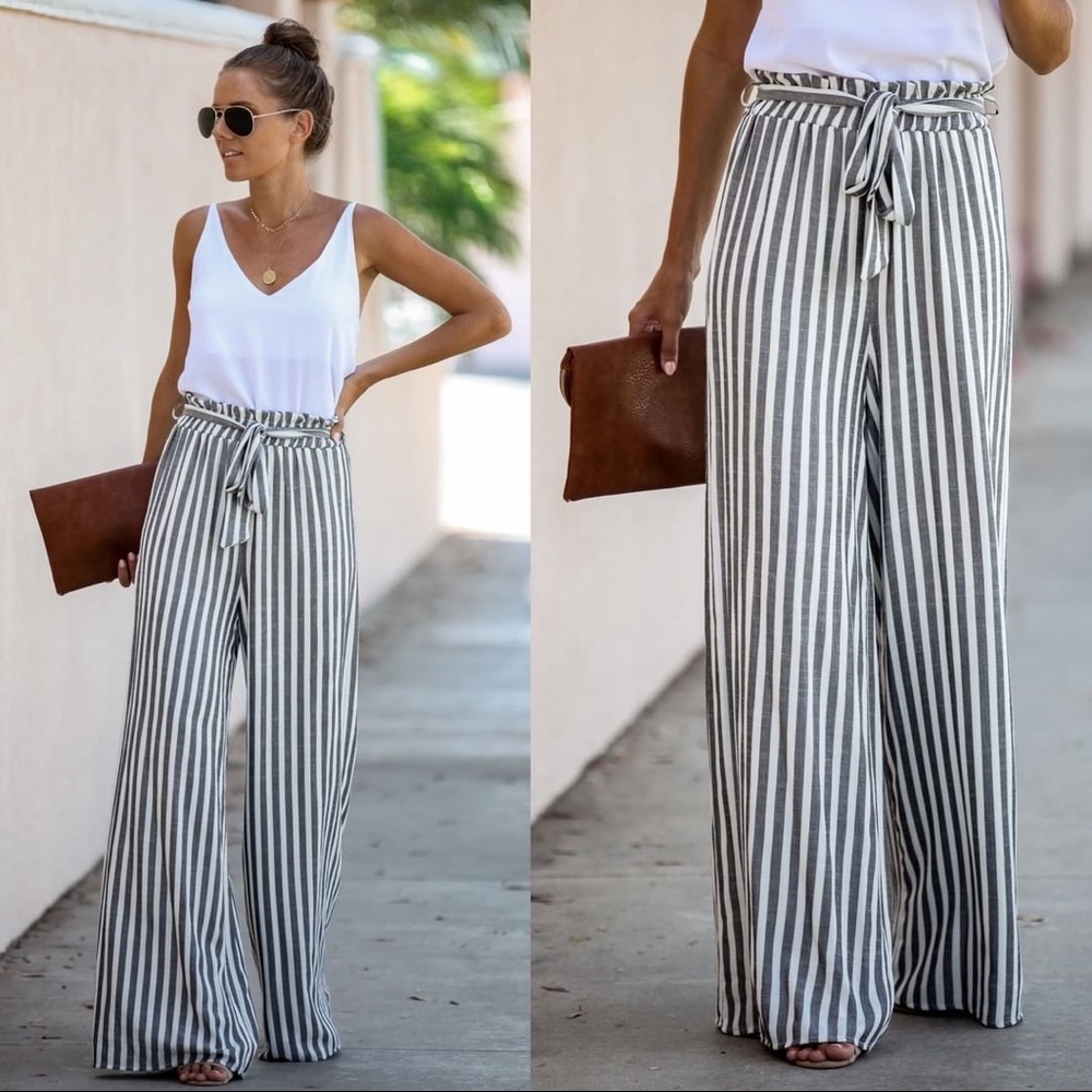 Alternative Style Striped Tie Pants